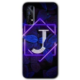 Realme 7 Dark Neon Yaprak J Harfi Baskılı Uyumlu Silikon Kılıf