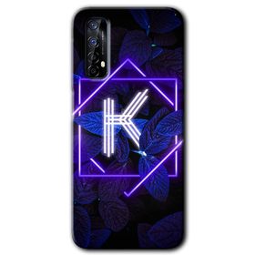 Realme 7 Dark Neon Yaprak K Harfi Baskılı Uyumlu Silikon Kılıf