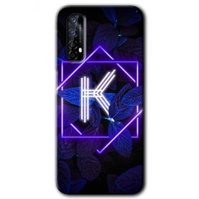 Realme 7 Dark Neon Yaprak K Harfi Baskılı Uyumlu Silikon Kılıf