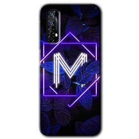 Realme 7 Dark Neon Yaprak M Harfi Baskılı Uyumlu Silikon Kılıf