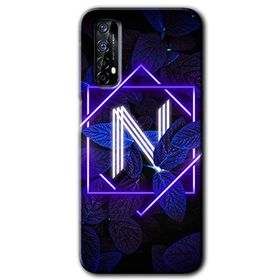 Realme 7 Dark Neon Yaprak N Harfi Baskılı Uyumlu Silikon Kılıf