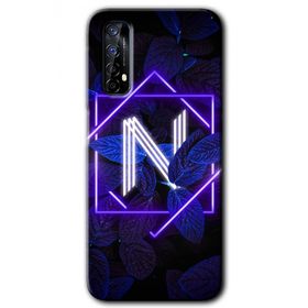Realme 7 Dark Neon Yaprak N Harfi Baskılı Uyumlu Silikon Kılıf