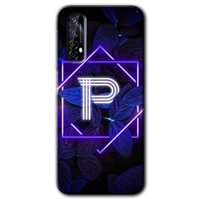 Realme 7 Dark Neon Yaprak P Harfi Baskılı Uyumlu Silikon Kılıf