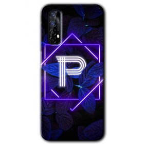 Realme 7 Dark Neon Yaprak P Harfi Baskılı Uyumlu Silikon Kılıf