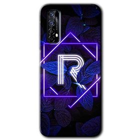 Realme 7 Dark Neon Yaprak R Harfi Baskılı Uyumlu Silikon Kılıf