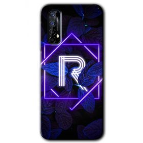 Realme 7 Dark Neon Yaprak R Harfi Baskılı Uyumlu Silikon Kılıf