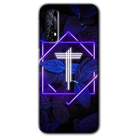 Realme 7 Dark Neon Yaprak T Harfi Baskılı Uyumlu Silikon Kılıf
