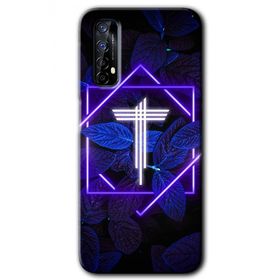 Realme 7 Dark Neon Yaprak T Harfi Baskılı Uyumlu Silikon Kılıf