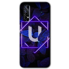 Realme 7 Dark Neon Yaprak U Harfi Baskılı Uyumlu Silikon Kılıf