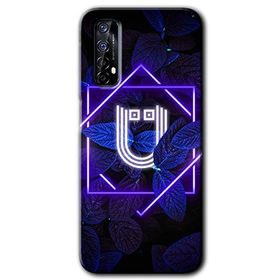 Realme 7 Dark Neon Yaprak U Harfi Baskılı Uyumlu Silikon Kılıf