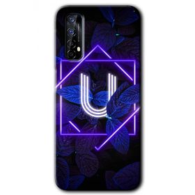 Realme 7 Dark Neon Yaprak U Harfi Baskılı Uyumlu Silikon Kılıf
