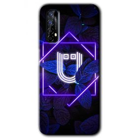 Realme 7 Dark Neon Yaprak U Harfi Baskılı Uyumlu Silikon Kılıf
