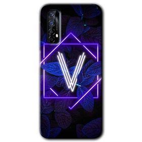 Realme 7 Dark Neon Yaprak V Harfi Baskılı Uyumlu Silikon Kılıf