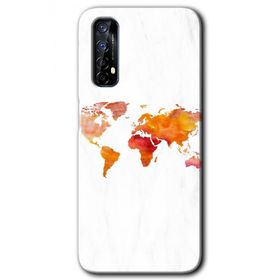 Realme 7 Dünya Haritası Baskılı Uyumlu Silikon Kılıf