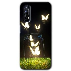 Realme 7 Işıklı Kelebekler Baskılı Uyumlu Silikon Kılıf
