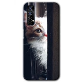Realme 7 Kedi Bakışı Baskılı Uyumlu Silikon Kılıf