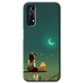 Realme 7 Kedili Kız Baskılı Uyumlu Silikon Kılıf