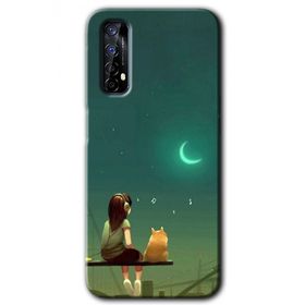 Realme 7 Kedili Kız Baskılı Uyumlu Silikon Kılıf