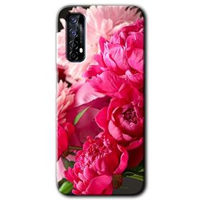 Realme 7 Kırmızı Beyaz Gül Baskılı Uyumlu Silikon Kılıf