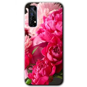 Realme 7 Kırmızı Beyaz Gül Baskılı Uyumlu Silikon Kılıf
