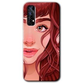 Realme 7 Kızıl Kız Baskılı Uyumlu Silikon Kılıf