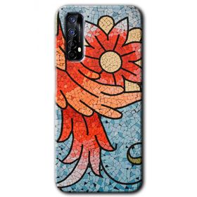 Realme 7 Mozaik Çiçek Baskılı Uyumlu Silikon Kılıf