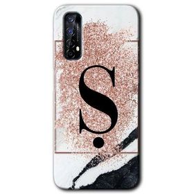 Realme 7 Pembe Mermer Desenli Ş Harfi Baskılı Uyumlu Silikon Kılıf