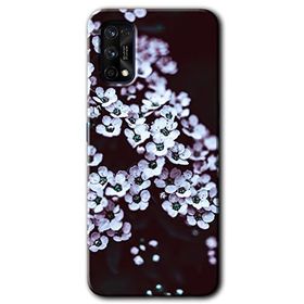 Realme 7 Pro Beyaz Çiçek Baskılı Uyumlu Silikon Kılıf