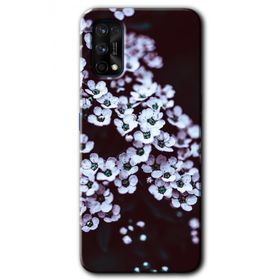 Realme 7 Pro Beyaz Çiçek Baskılı Uyumlu Silikon Kılıf