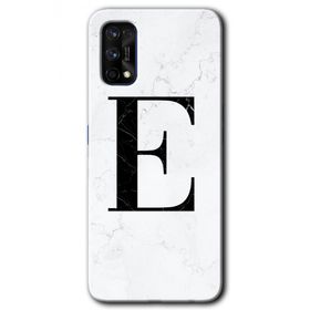Realme 7 Pro Beyaz Mermer Desenli E Harfi Baskılı Uyumlu Silikon Kılıf
