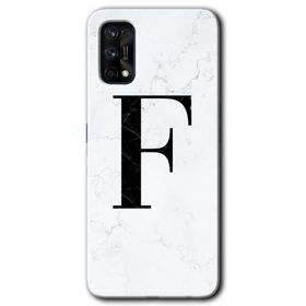 Realme 7 Pro Beyaz Mermer Desenli F Harfi Baskılı Uyumlu Silikon Kılıf