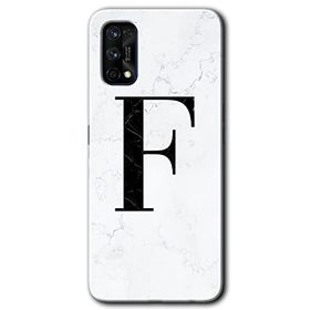 Realme 7 Pro Beyaz Mermer Desenli F Harfi Baskılı Uyumlu Silikon Kılıf