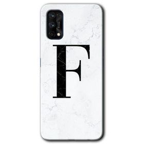 Realme 7 Pro Beyaz Mermer Desenli F Harfi Baskılı Uyumlu Silikon Kılıf