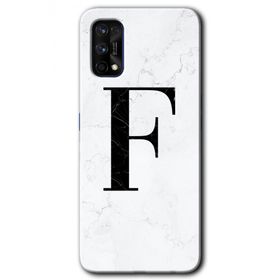 Realme 7 Pro Beyaz Mermer Desenli F Harfi Baskılı Uyumlu Silikon Kılıf