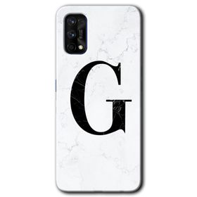 Realme 7 Pro Beyaz Mermer Desenli G Harfi Baskılı Uyumlu Silikon Kılıf