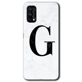Realme 7 Pro Beyaz Mermer Desenli G Harfi Baskılı Uyumlu Silikon Kılıf