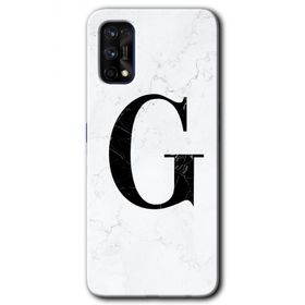 Realme 7 Pro Beyaz Mermer Desenli G Harfi Baskılı Uyumlu Silikon Kılıf