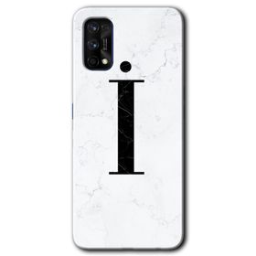 Realme 7 Pro Beyaz Mermer Desenli I Harfi Baskılı Uyumlu Silikon Kılıf