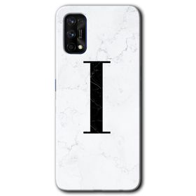 Realme 7 Pro Beyaz Mermer Desenli I Harfi Baskılı Uyumlu Silikon Kılıf