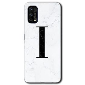 Realme 7 Pro Beyaz Mermer Desenli I Harfi Baskılı Uyumlu Silikon Kılıf