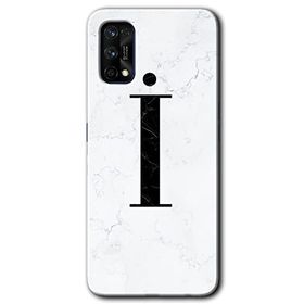 Realme 7 Pro Beyaz Mermer Desenli I Harfi Baskılı Uyumlu Silikon Kılıf
