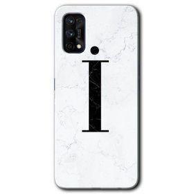 Realme 7 Pro Beyaz Mermer Desenli I Harfi Baskılı Uyumlu Silikon Kılıf