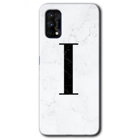 Realme 7 Pro Beyaz Mermer Desenli I Harfi Baskılı Uyumlu Silikon Kılıf