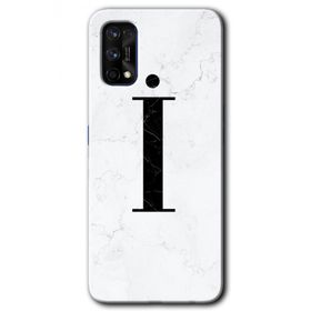 Realme 7 Pro Beyaz Mermer Desenli I Harfi Baskılı Uyumlu Silikon Kılıf