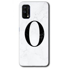Realme 7 Pro Beyaz Mermer Desenli O Harfi Baskılı Uyumlu Silikon Kılıf
