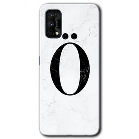 Realme 7 Pro Beyaz Mermer Desenli O Harfi Baskılı Uyumlu Silikon Kılıf