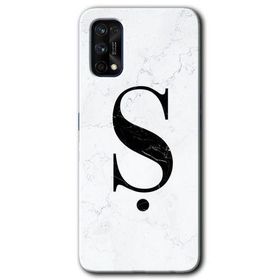 Realme 7 Pro Beyaz Mermer Desenli Ş Harfi Baskılı Uyumlu Silikon Kılıf