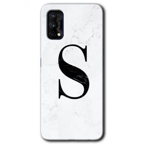 Realme 7 Pro Beyaz Mermer Desenli Ş Harfi Baskılı Uyumlu Silikon Kılıf