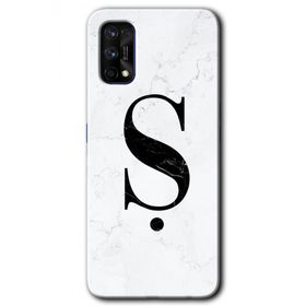 Realme 7 Pro Beyaz Mermer Desenli Ş Harfi Baskılı Uyumlu Silikon Kılıf