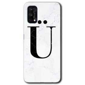 Realme 7 Pro Beyaz Mermer Desenli Ü Harfi Baskılı Uyumlu Silikon Kılıf